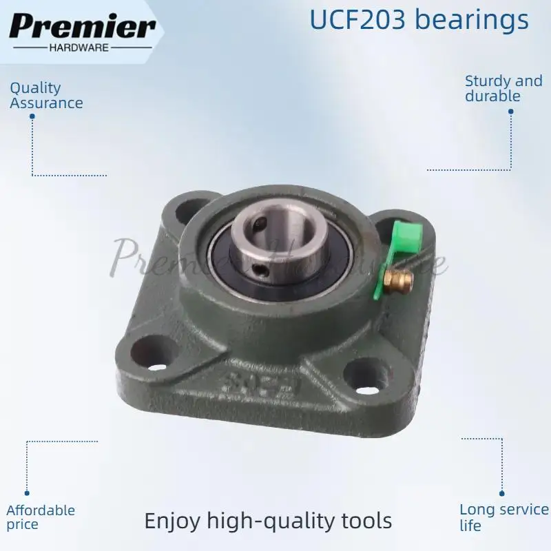 ตลับลูกปืนแบบมีฐานสี่เหลี่ยมบนพื้นผิวทรงกลมภายนอก ตลับลูกปืนทรงกลมแบบมีฐาน UCF 203