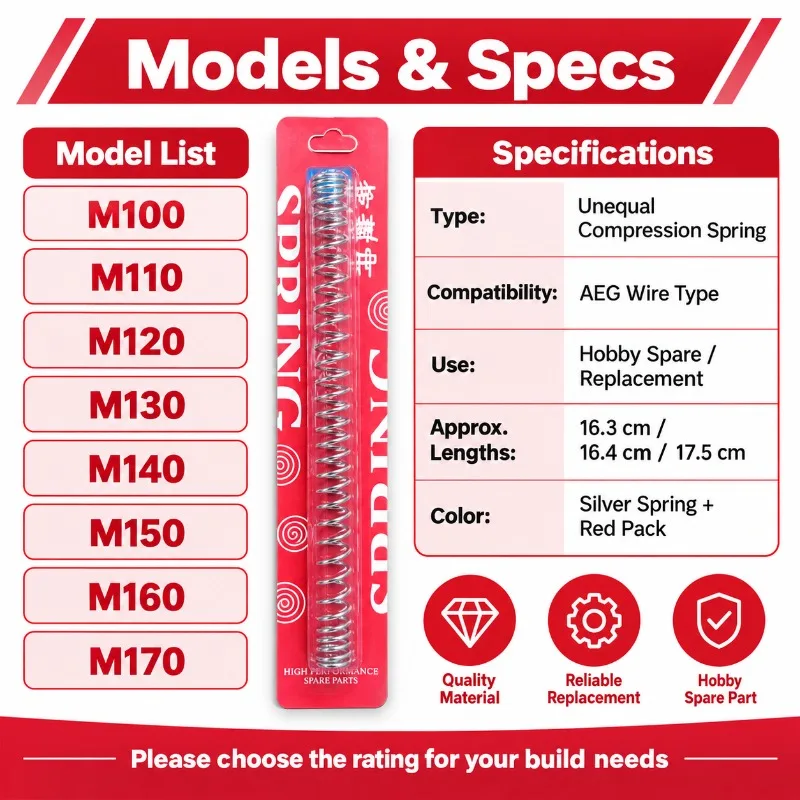 AEG Wire Unequal  Springs M100 M110 M120 M130 M140 M150 M160 M170 Multiple Length 16.2 16.3 16.4 16.7 17.5 17.6cm  Accessories