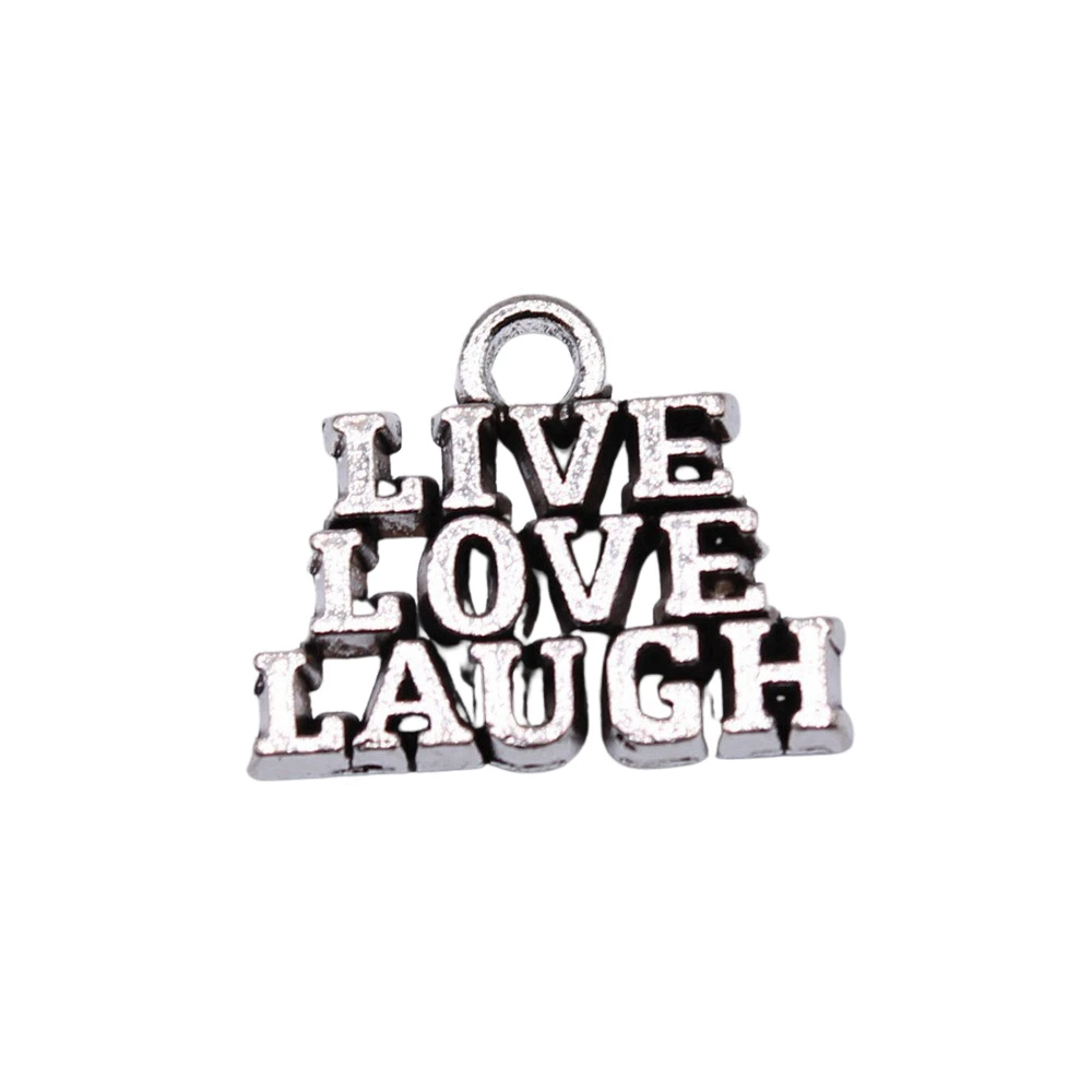 20pcs/lot 16x13mm Live Love Laugh Charms For Jewelry Making Antique Silver Color 0.63x0.51inch