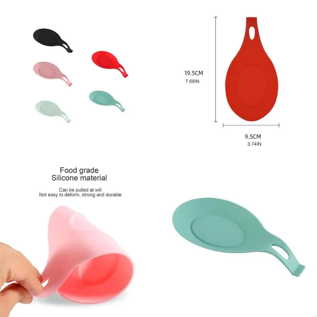 F19B Waterproof Silicone Spoon Storage Cookware Holder Heat Resistant Flexible