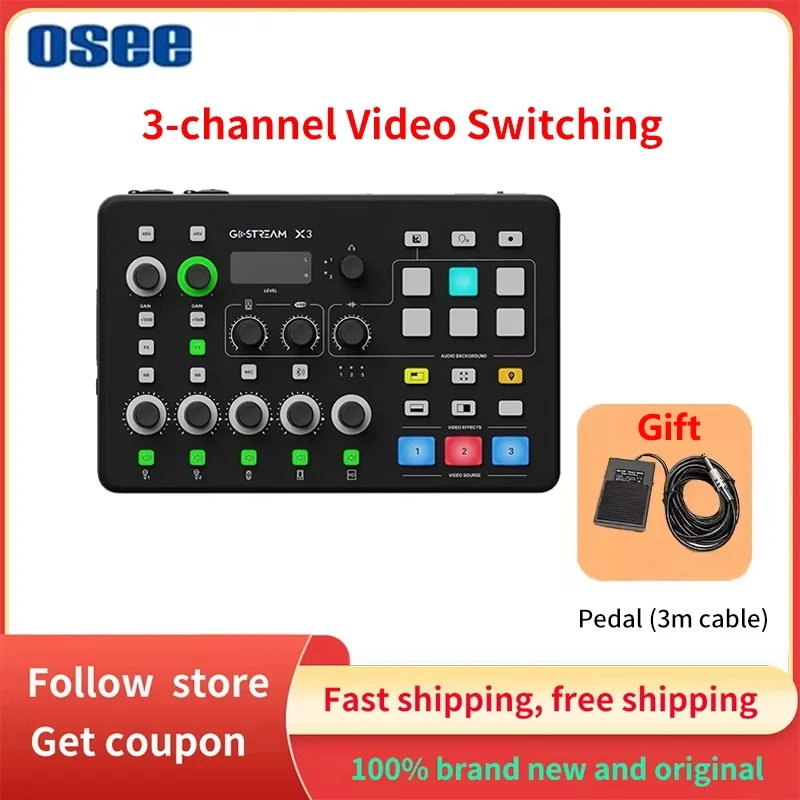 Osee GoStream X3 3-channel with Foot Pedals Switching HDMI Video Audio Switching For Live Streaming Screen Audio Control