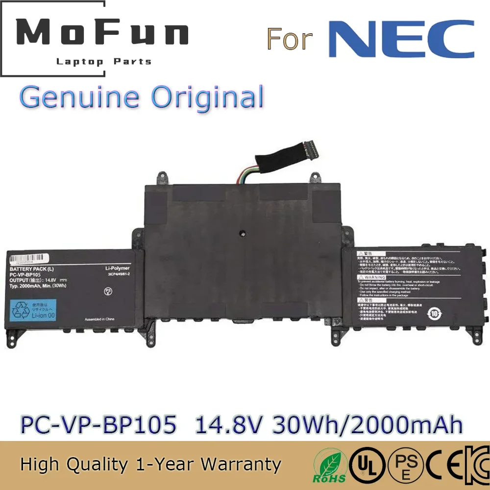 

Совершенно новый оригинальный аккумулятор для ноутбука PC-VP-BP105 14,8 В 30 Втч для NEC LAVIE Nyubrid ZERO PC-GL186Y3AZ HZ550/B PC-HZ550DAB и т. д.