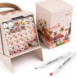 Arrtx 36 Colors Skin Tone Alcohol Marker Set, Dual Tip Sketch Art Marker Pens, Chisel & Fine, Alcohol-Based Markers for Coloring
