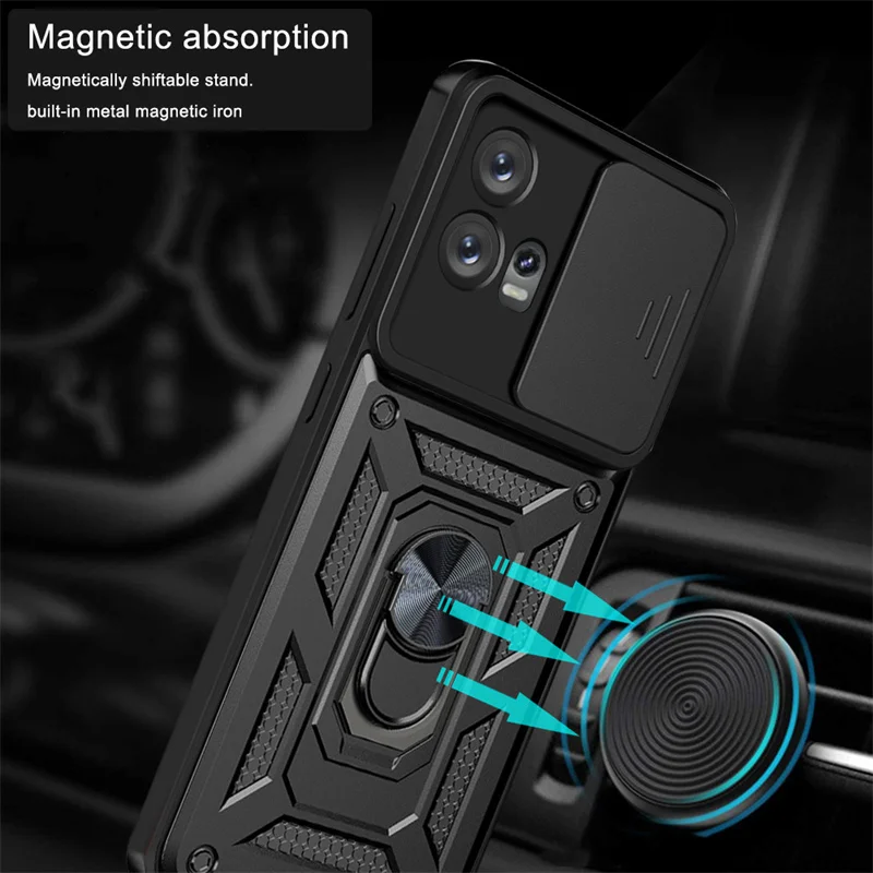 For Moto Edge 30Fusion Case Slide Camera Protect Armor Phone Cases For Motorola Moto Edge 30 Fusion Magnetic Ring Holder Cover