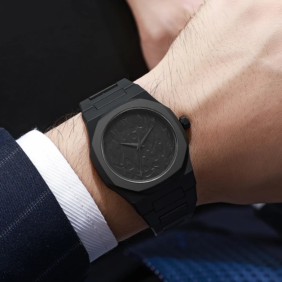 Black Business Arabic Numerals Creative Military Quartz Sports Watch