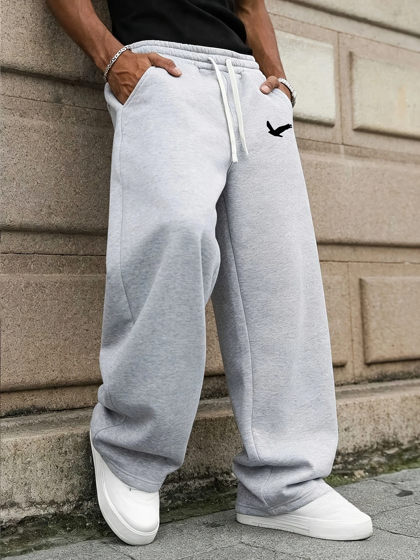 

Men's all-season jogging loose-fitting casual pants - solid color, comfortable straight-leg athletic casual pants men clothing