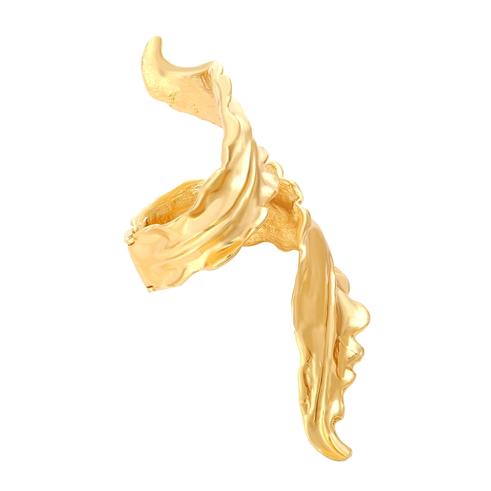 ZA Fashion Light Luxury Style Vintage Exaggerated Design Alloy Leaf Hand Jewelry