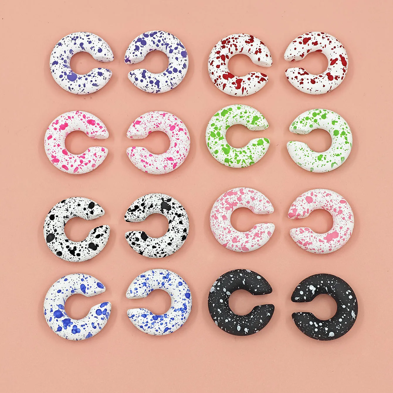 Cross-border Trendy Inkjet No Piercing C-shaped Ear Clips Acrylic Lacquered Ink Pattern Ear Cuff Hoop Set For Women