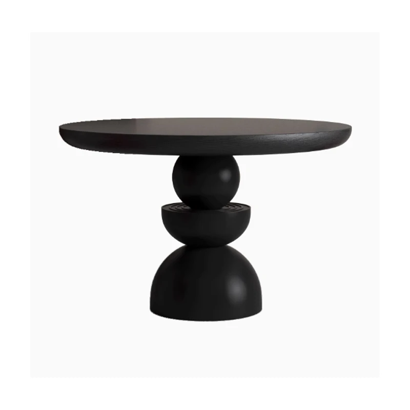 

and creative round dining table, French solid wood dining table, neoclassical table black, solid wood round table
