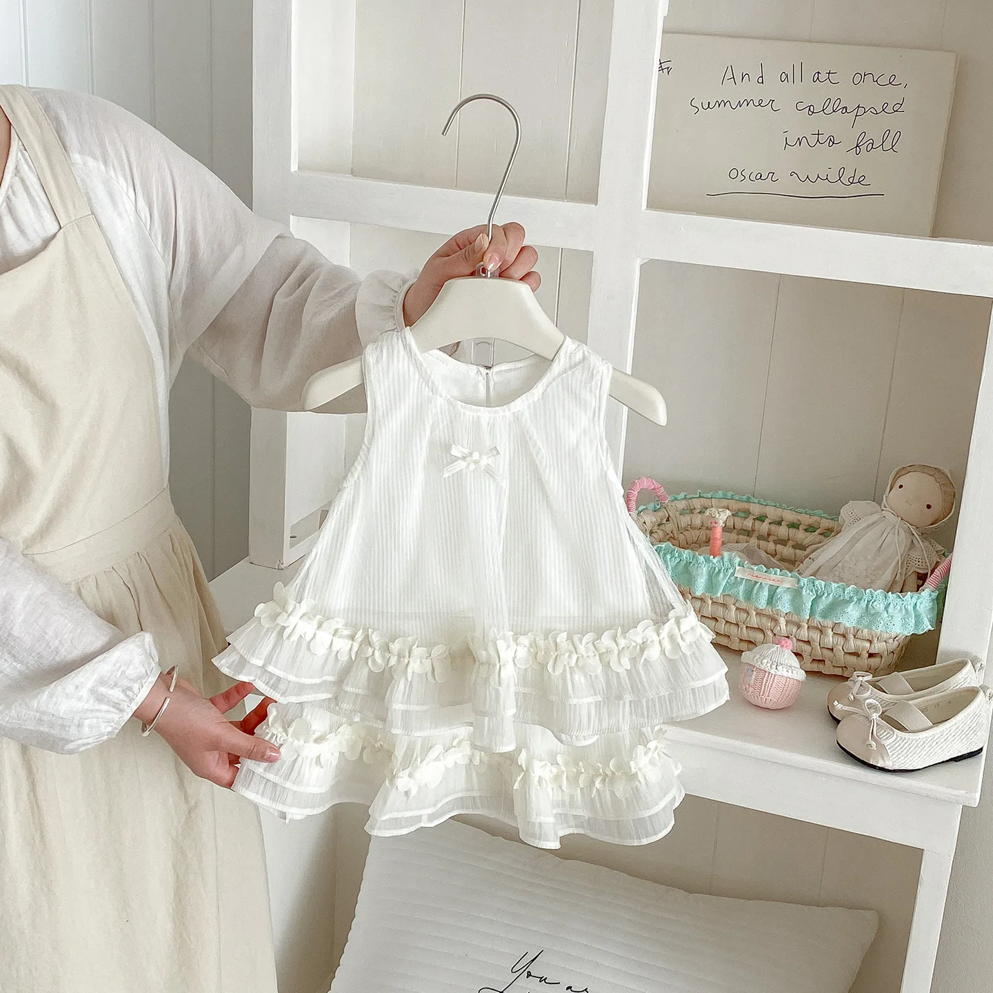 Summer New Baby Sweet Wind Mesh Set Baby Bow Vest Foreign Style Short Skirt Two-piece Set