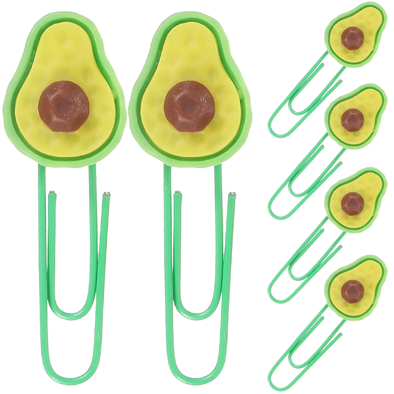 

6pcs Avocado Bookmarks Lovely Fruit Shaped Paper Clamps Colorful Office Supplies Mini School Accessories Household Clips
