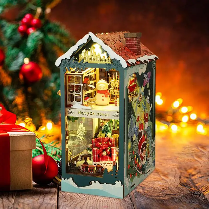 Christmas Themed Book Nooks Miniature Doll House Book Nook Craft Kit Diorama Kits for Teens and Adults Booknook Decor Home Decor