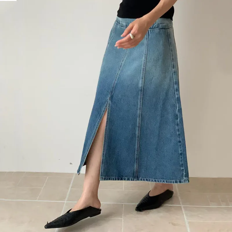Women's Denim Skirt, Casual and Versatile A-Line Skirt, Washed, Slim-Fitting, Slimming Skirt, 2026, Summer, New Arrival, Y2K