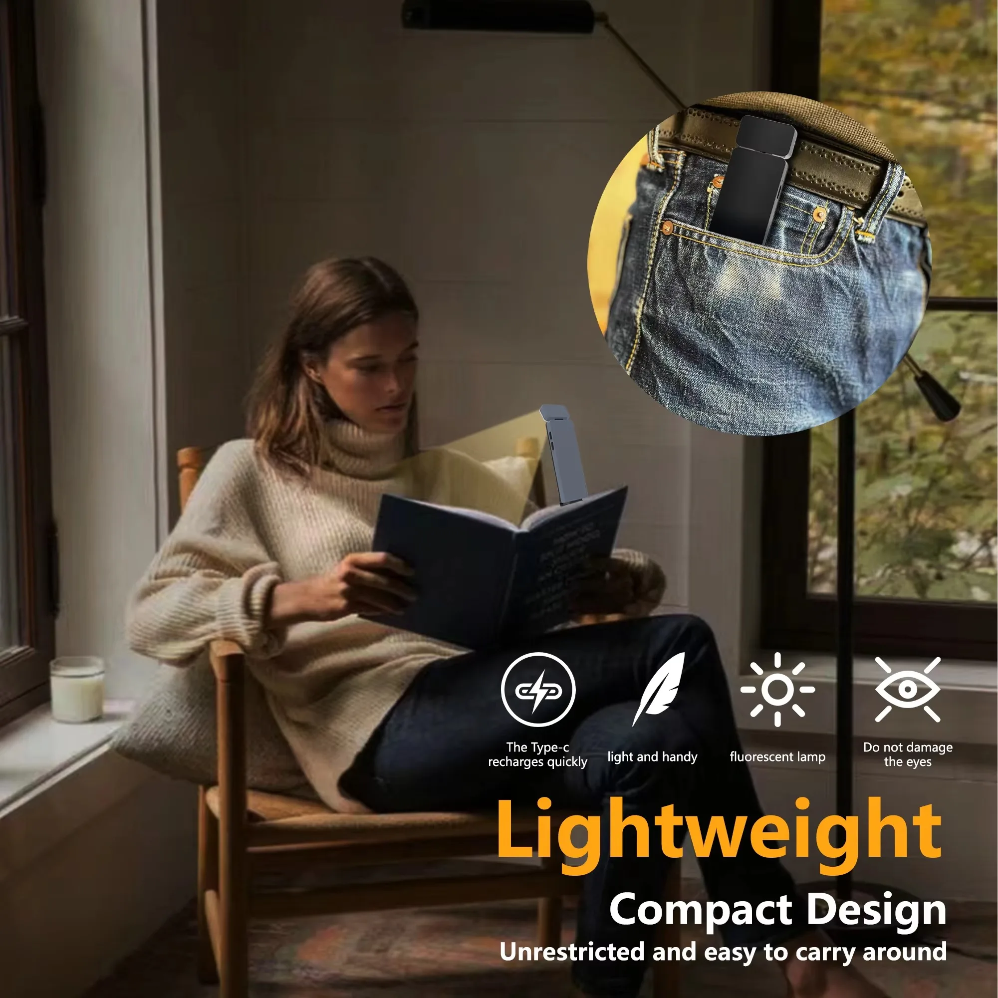 LED مشبك قابل لإعادة الشحن على كتاب ضوء 3 ألوان 5 سطوع السرير القراءة ليلة ضوء حماية العين المرجعية مصباح كتاب صغير مصباح #6