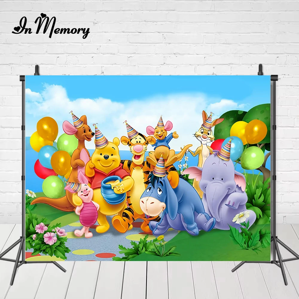 

Disney Winnie The Pooh Party Backdrops Kids Baby Shoower Newborn Boys Girls 1st Birthday Photozone Custom Photo Backgrounds