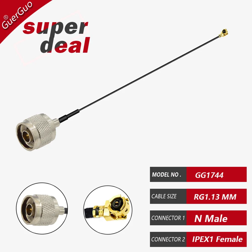 1PC IPX U.FL IPEX4 MHF4 Female to N Type Male Plug RF RF113 Pigtail Coaxial Mini PCI WIFI WLAN Antenna Extension Cabble