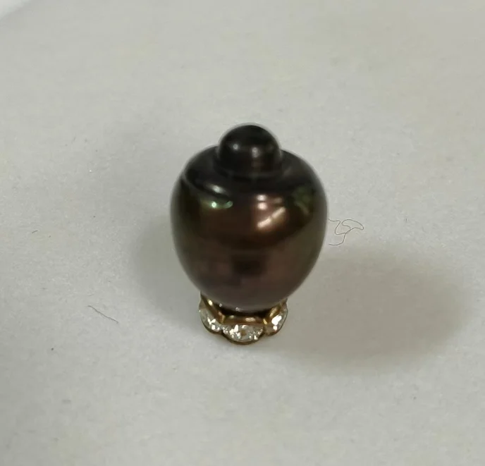 Huge 12x15mm tahitian black baroque pearl loose half drilled