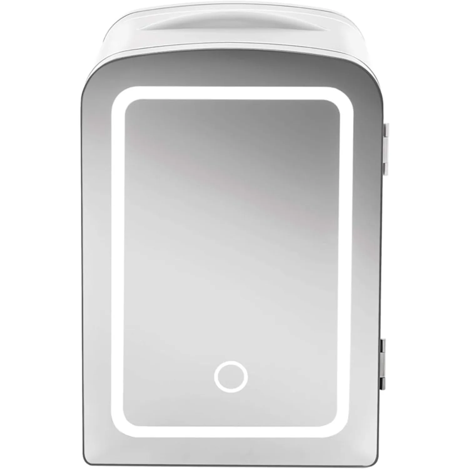 Portable Mirrored Fridge w/ LED Lighting 4L Mini Refrigerator, Skin Care, Makeup Storage, w/Mirror & Light，Cool & Heat