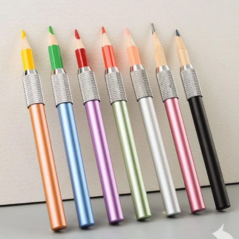 9pcs Metal Single Head Pencil Extender Holder Sketch School Children Painting Drawing Art Write Tool Writing Practical Use