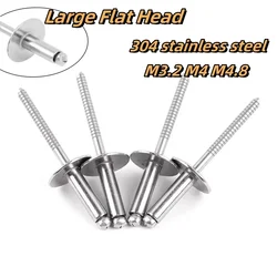 M3.2 M4 M4.8 304 stainless steel Blind Rivets Large Flat Head Dome Head Rivets Pull Nail Decoration 5/10/20pcs