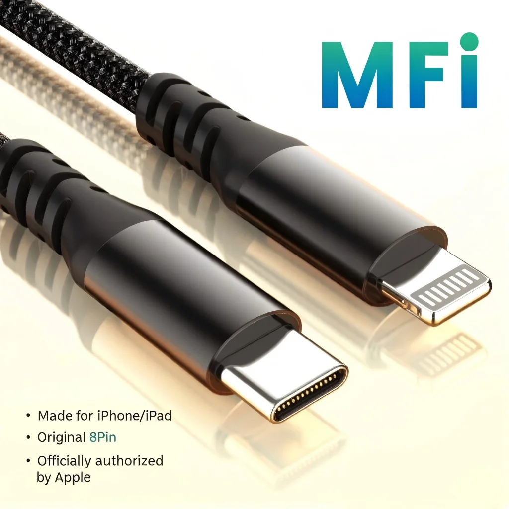MFi-Zertifiziertes 20W USB-C zu Lightning Geflochtenes 6FT/10FT Schnellladekabel für iPhone 14-8 & iPad