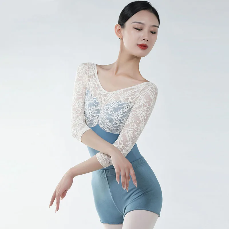 Mùa Xuân Và Mùa Thu Tay Dài Phối Ren Váy Múa Leotards Thực Hành Tập Thể Leotard Nữ Balo Vũ Khi Mặc