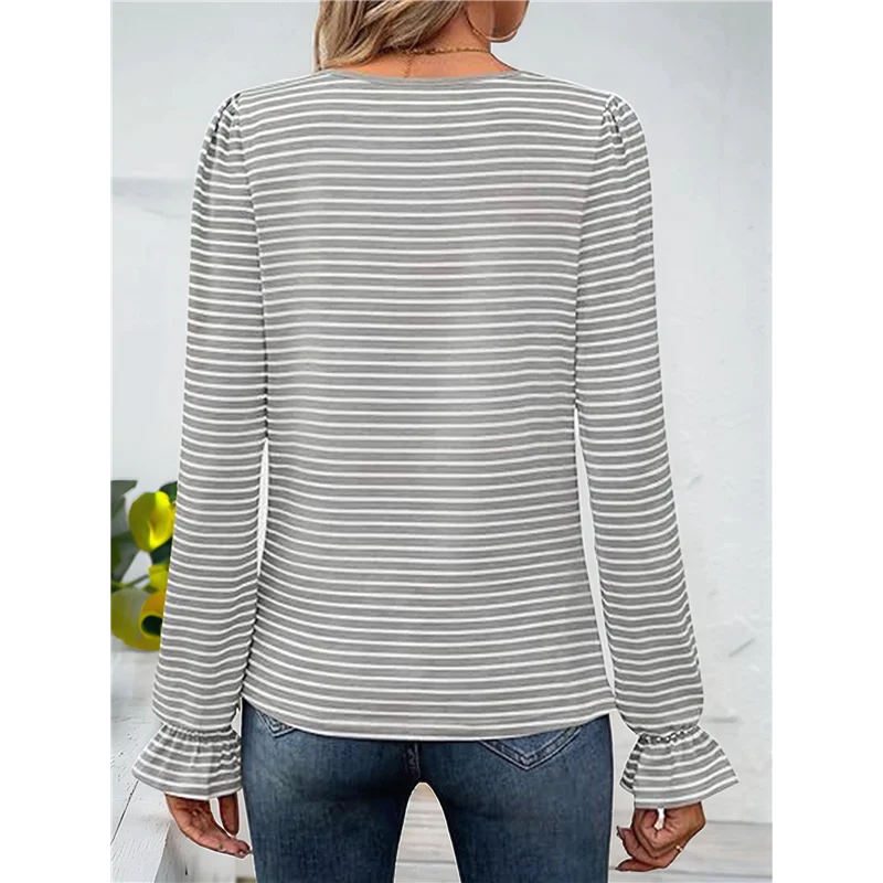

AG-Women's Puff Long Sleeve Square Neck Shirts Fall Causal Trendy Tunic Tops