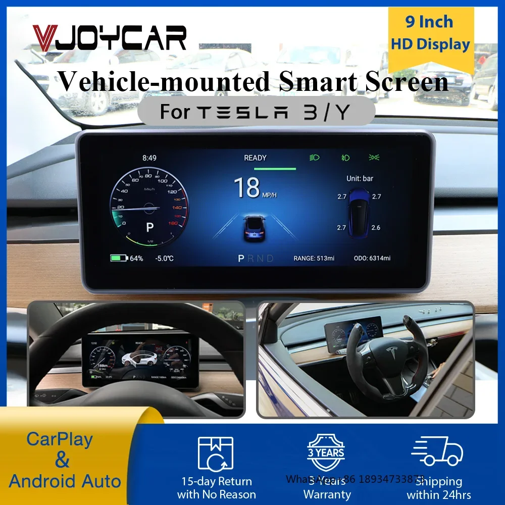 Vjoycar Car Navigation Android 10 inch LCD Touch Screen HUD Gauge GPS Head Up Display for Tesla Model 3 Model Y Dashboard