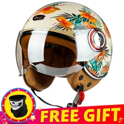 Retro Motorbike Helmet 3/4 Open Face Motorcycle Helmet Casco Moto Bike Helmet Scooter Vintage Racing Motocross Helmet Men Women