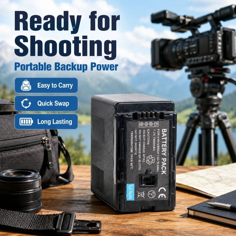 7800mAh VW-VBG6H Replacement Battery for Panasonic Camcorder - Fully Decoded Li-ion Power Compatible with HMC153/160MC MDH1GK