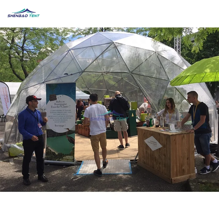 3.6m 4m Mini Outdoor Glossy Geodesic Dome Tent Transparent Igloo Tent for Garden Yard Hotel Glamping