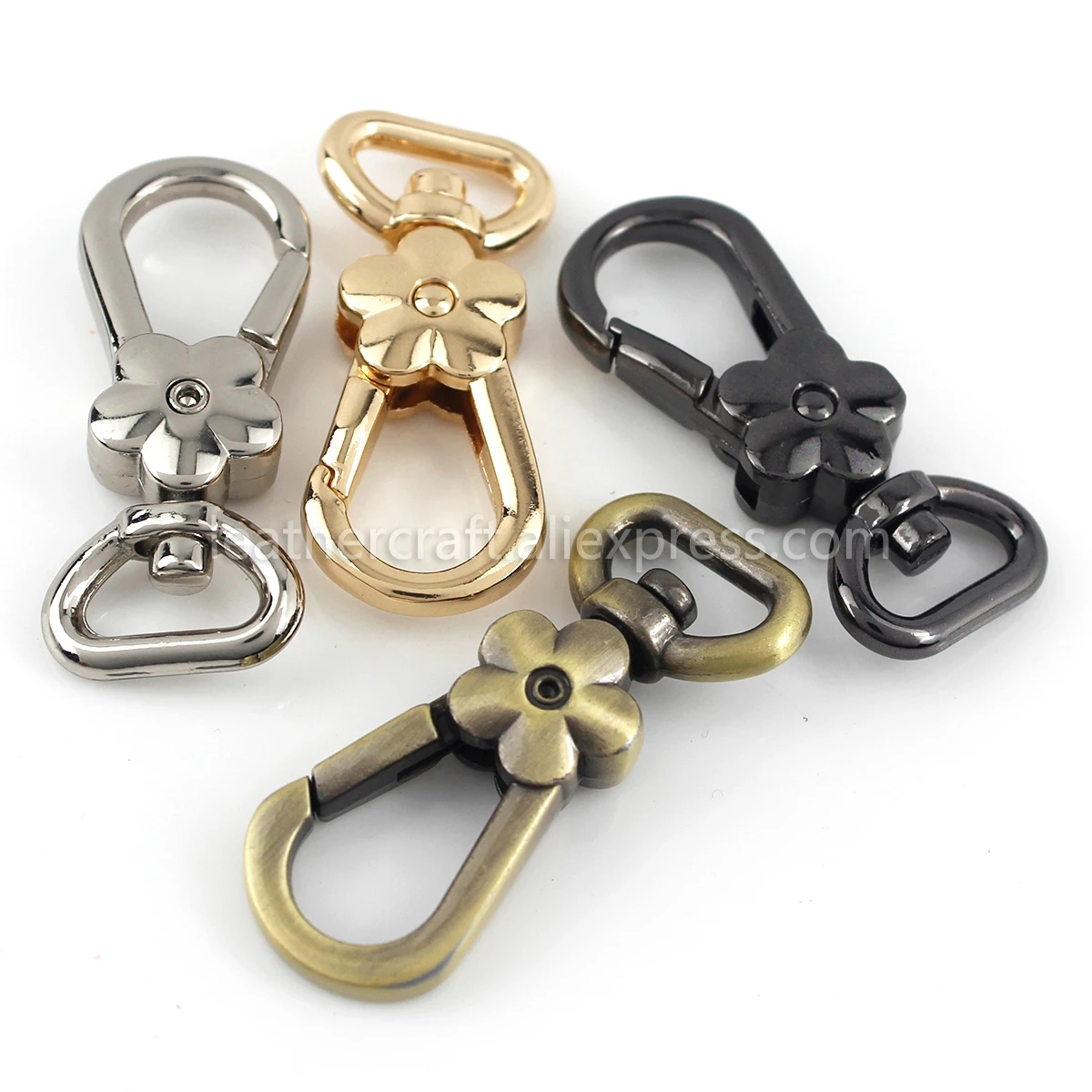 1x Metal Flower Shape Swivel Eye Snap Hook Spring Gate Trigger Clasps Clips for Leather Craft Belt Strap Webbing Keychain Hooks