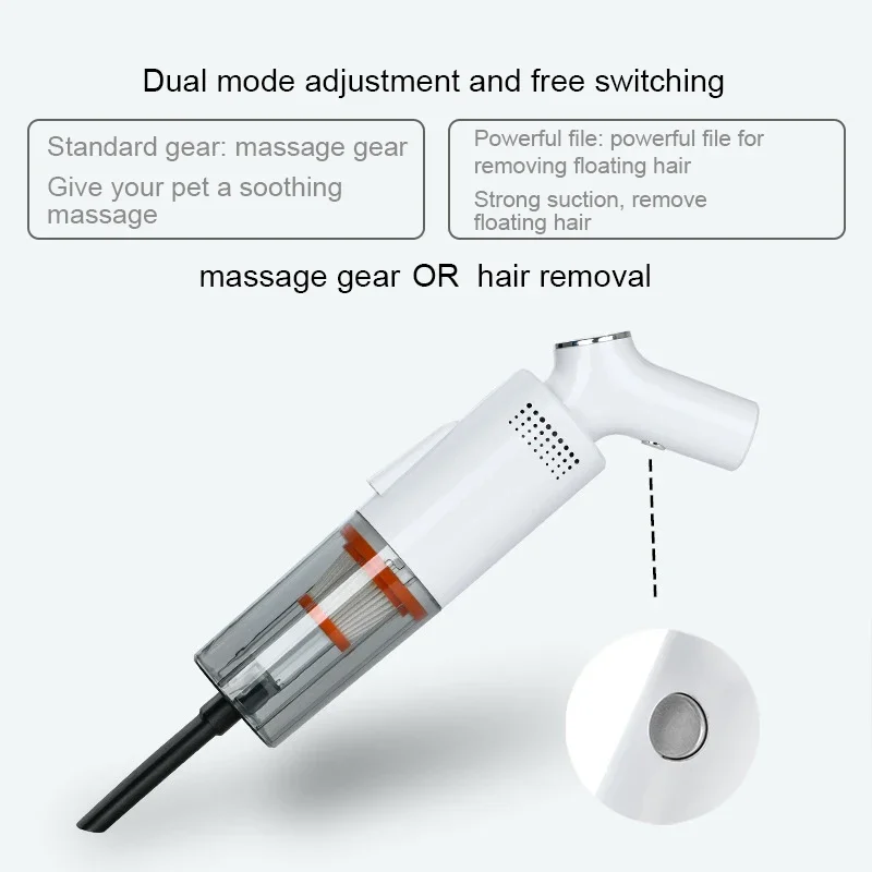 Electric Pet Hair Sucker Portable 3in1 Massage Hair Removal Lighting Pet Suction Hair Vacuum Cleaner 12000Pa Intelligent Display