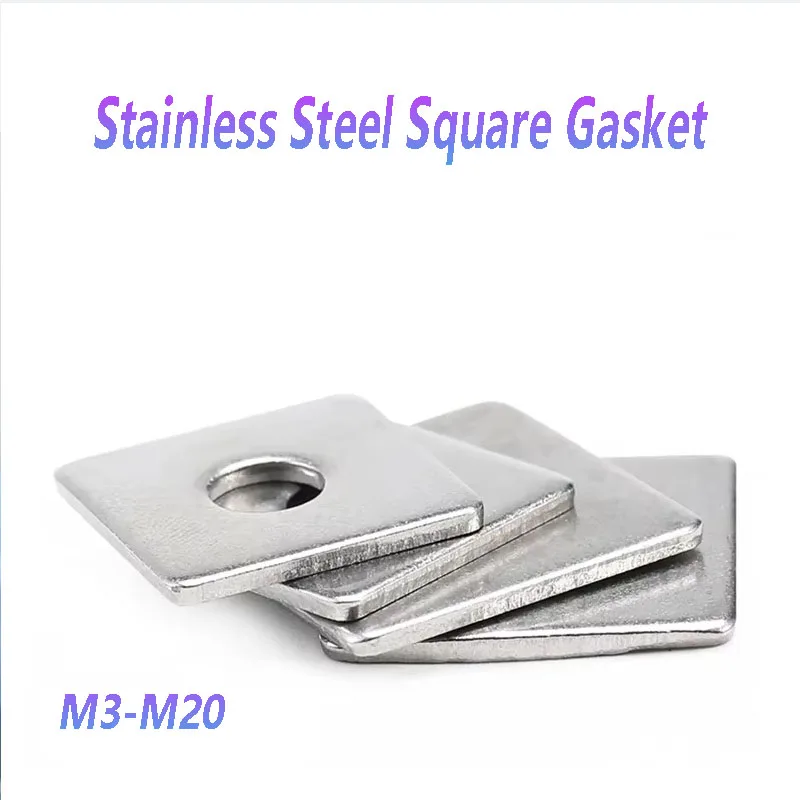 

1~20Pcs Square Flat Washers 304 Stainless Steel M3 M4 M5 M6 M8 M10 M14-M20 Thicken Square Gasket Curtain Wall Shim Metal Ring