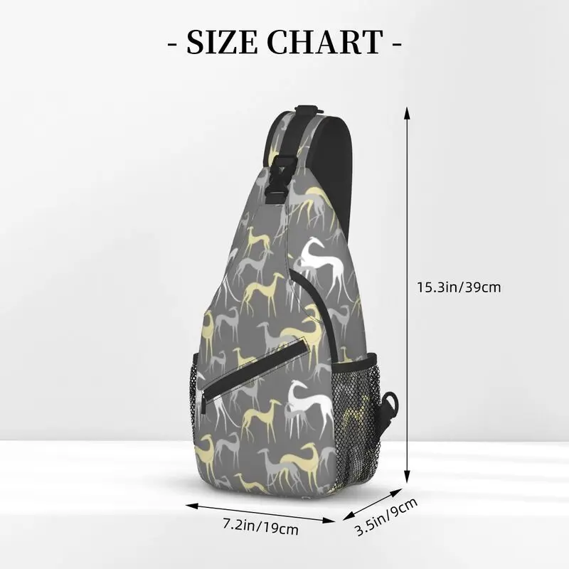 Grey Sighthounds Crossbody Sling Backpack Men Custom Greyhound Dog Shoulder Chest Bag for Travel Hiking Daypack