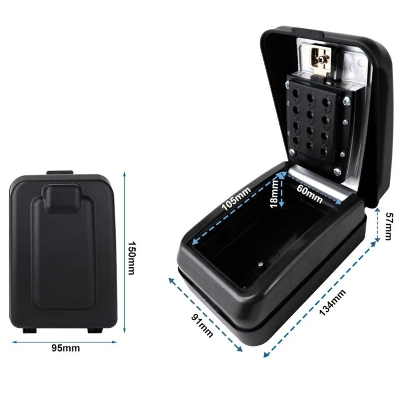 DXAB Wall Mounted Key Lock Box 12 Digit Combinatie Lock Box Outdoor Reserve Key Hider