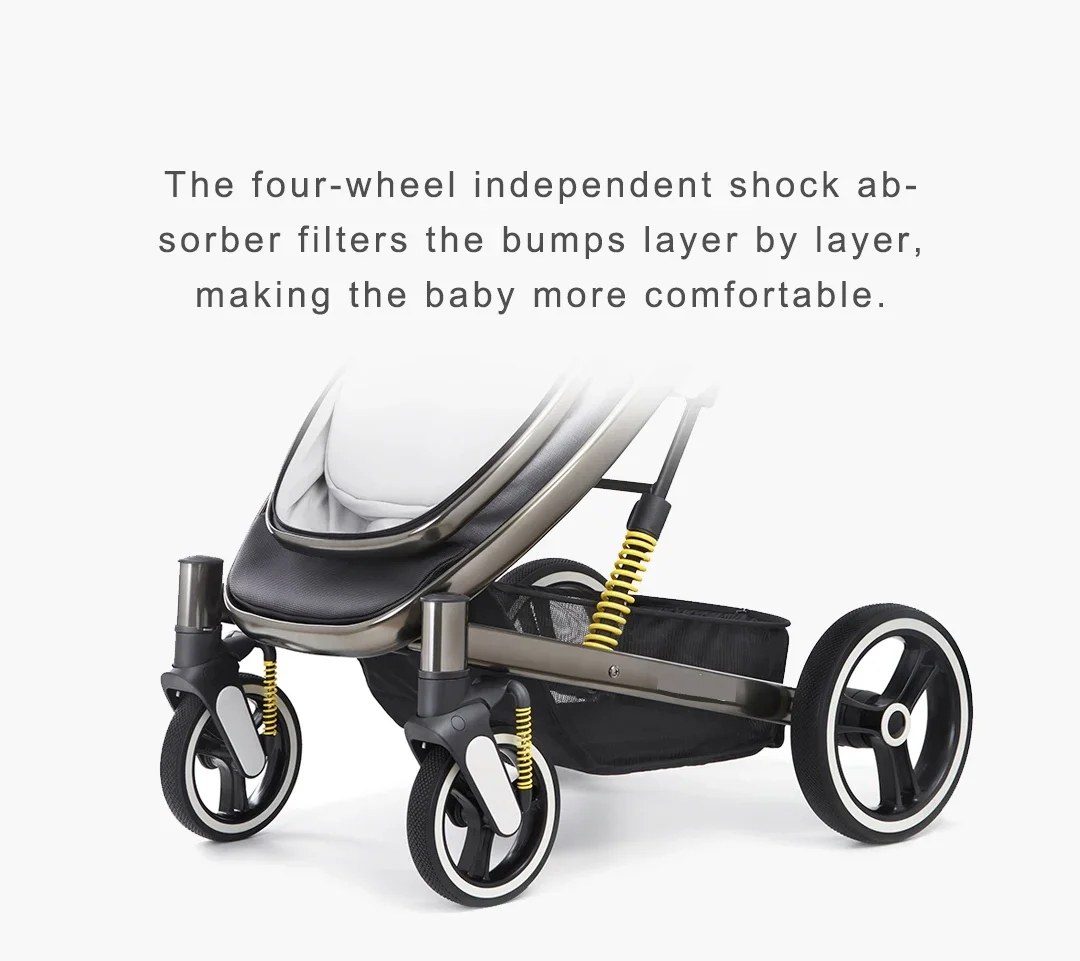 ST368-Poussette de Luxe Pliable pour Bébé, 3 en 1, avec Roues Avant Universelles