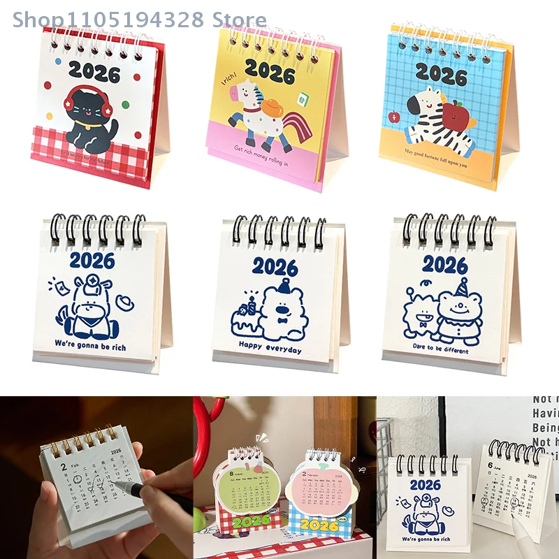 [FN] 2026 الحصان العام البسيطة أجندة مكتبية /رزنامة مكتبية الكرتون المحمولة لفائف التقويم الشهري مخطط مكتب وديكور المنزل هدية السنة الجديدة