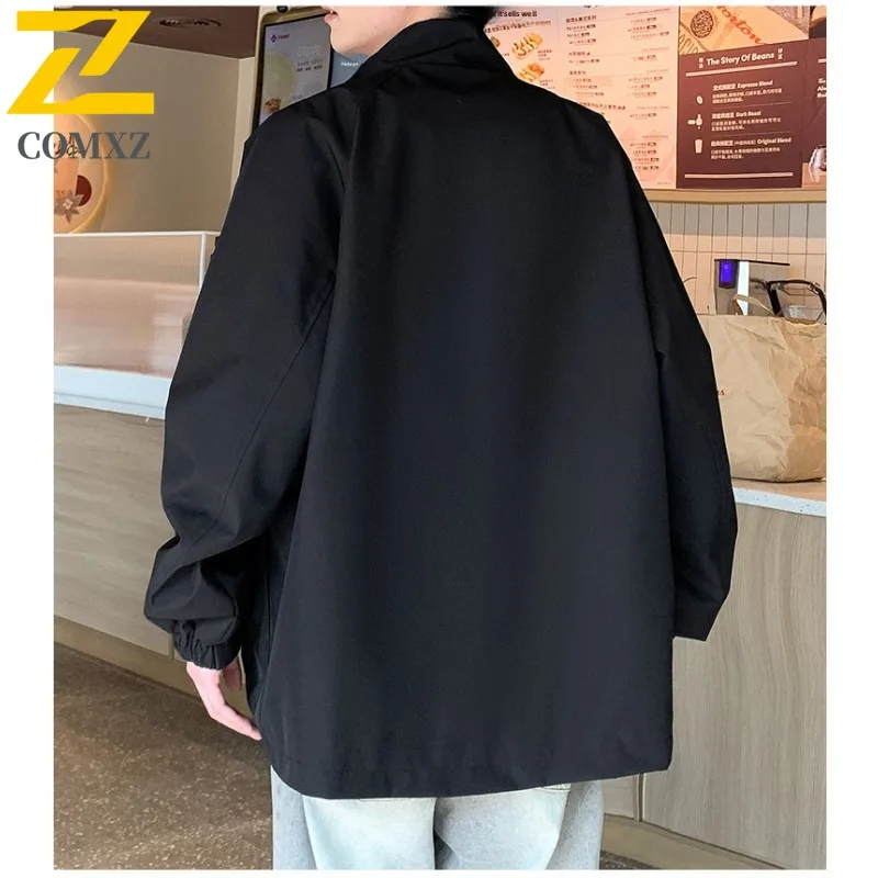 

COMXZ Men Jacket 2025 Outdoor Adventure Climbing Sport Cycling Classic Gorpcore Windbreaker Autumn Preppy Jacket with No Hood