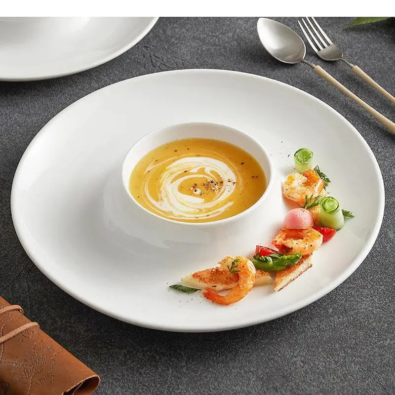 Ceramic Dinner Plate Thick Soup Dessert Snack Plates Sushi Dish Pasta Restaurant Specialty Tableware