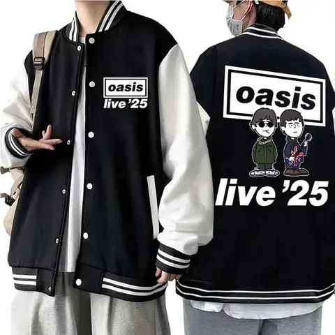 Oasis Live 25 Tour 2025 Men's and Women's Baseball Uniform Jackets Hip Hop Oasis Concert Music Baseball Jackets Fan Gifts