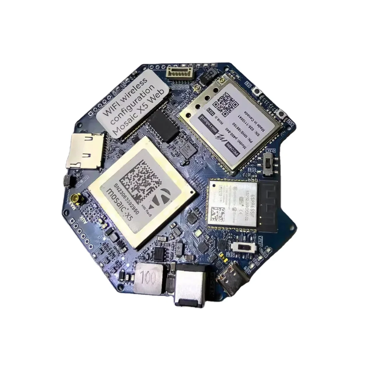 يحتوي وحدة لوحة الموقع Septentrio_mosaic X5 Gnss Gps على وحدة ESP32 WiFi ومحطة راديو MicroHard P400-840