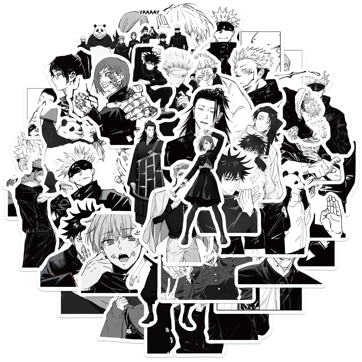 

10/50PCS New Black White Jujutsu Kaisen Stickers Anime Decal Phone Graffiti Laptop Suitcase Decals DIY Skateboard Sticker Toy