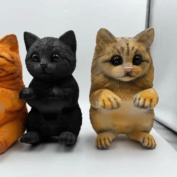 3D kočka ve tvaru držáku na toaletní papír z pryskyřice, realistický nástěnný stojan na role, jednoduchá instalace, multifunkční 8 nejlepší prodej držák kočičí toalety - №7