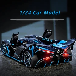 1:24 Alloy Sports Car Model Diecast Toy Vehicles Metal Concept Car Model Simulation Sound Light for Bugatti Bolide Children Gift