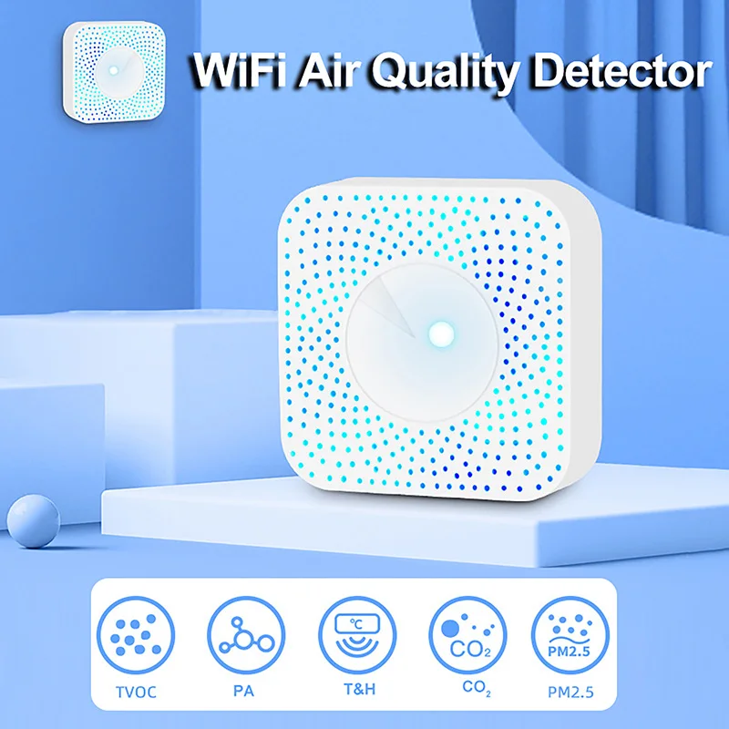 

Умный Wi-Fi детектор качества воздуха PM2,5/формальдегид/ЛОК/CO2/детектор температуры/влажности датчик аварийной сигнализации газа
