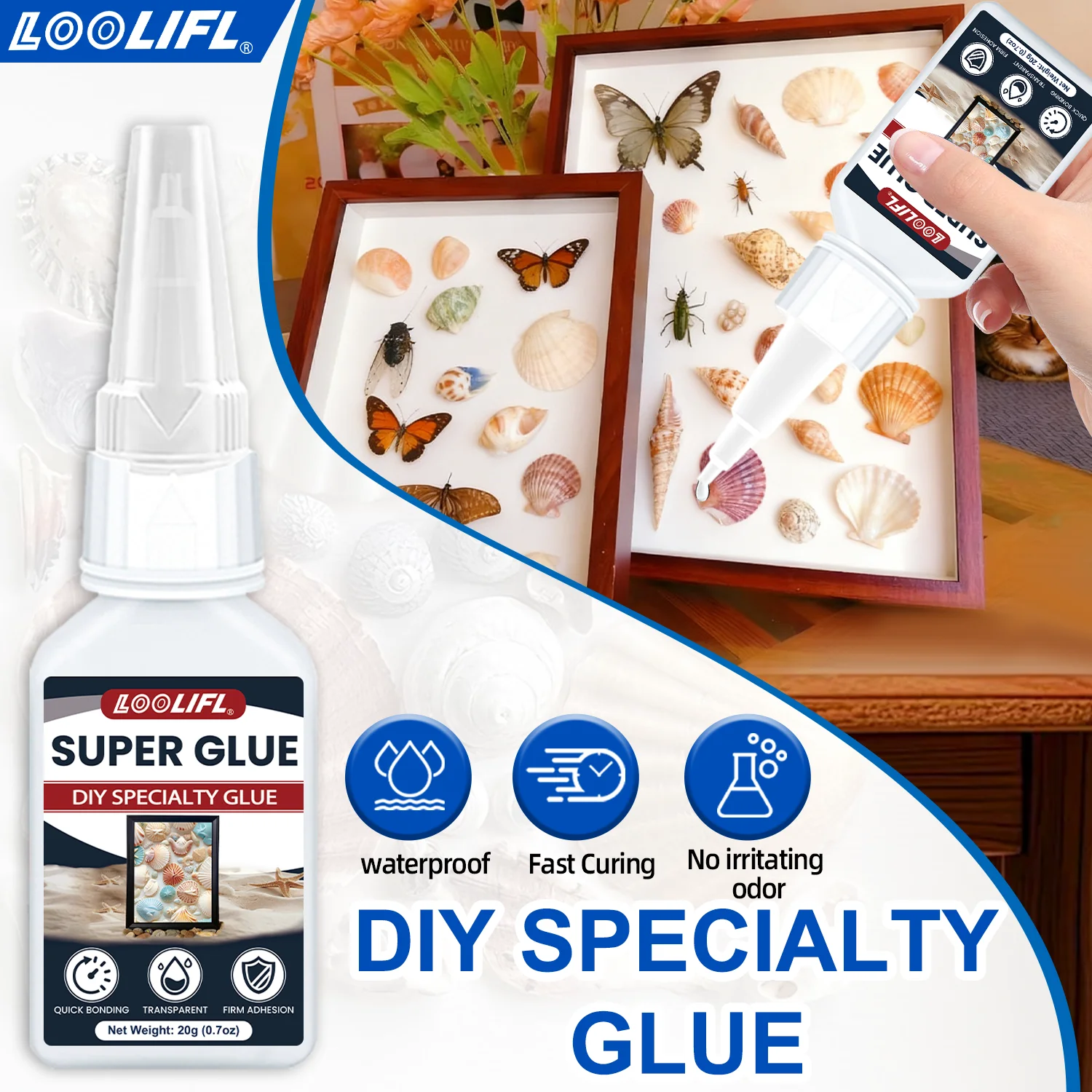 Adhesivo fuerte, DIY manual, adhesivo seco instantáneo de tres segundos, adecuado para madera, metal, plástico adhesivo multifuncional, transparente a baja temperatura anti-envejecimiento, duradero sólido no cae,