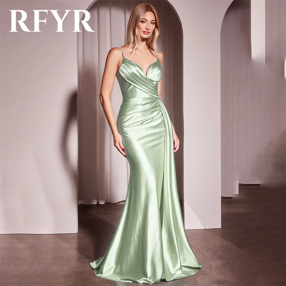 

RFYR Dubai Green Elegant Evening Dress with Scarf Trumpet Arabic Israel Prom Dress Off the Shoulder Formal Party Gown Customized