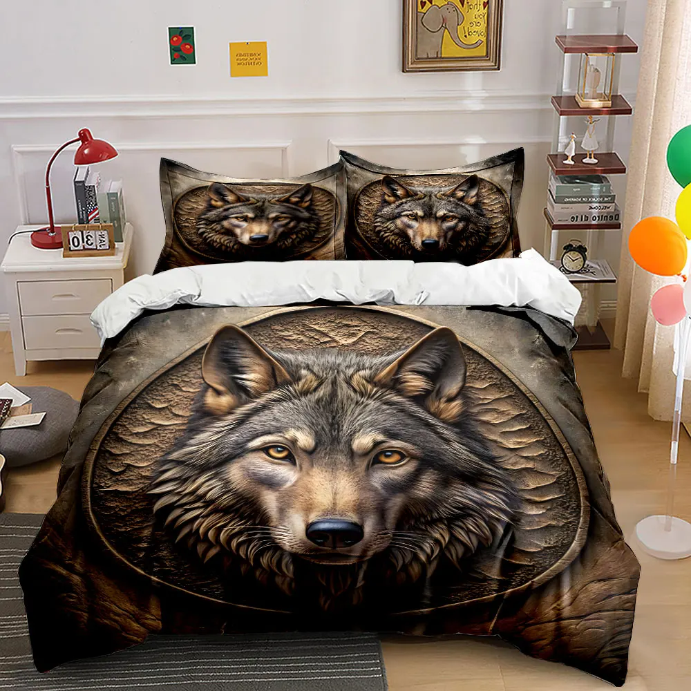 

Rustic Wolf-Themed Decor Set Exquisite three-piece bedding set gift for kids and adults