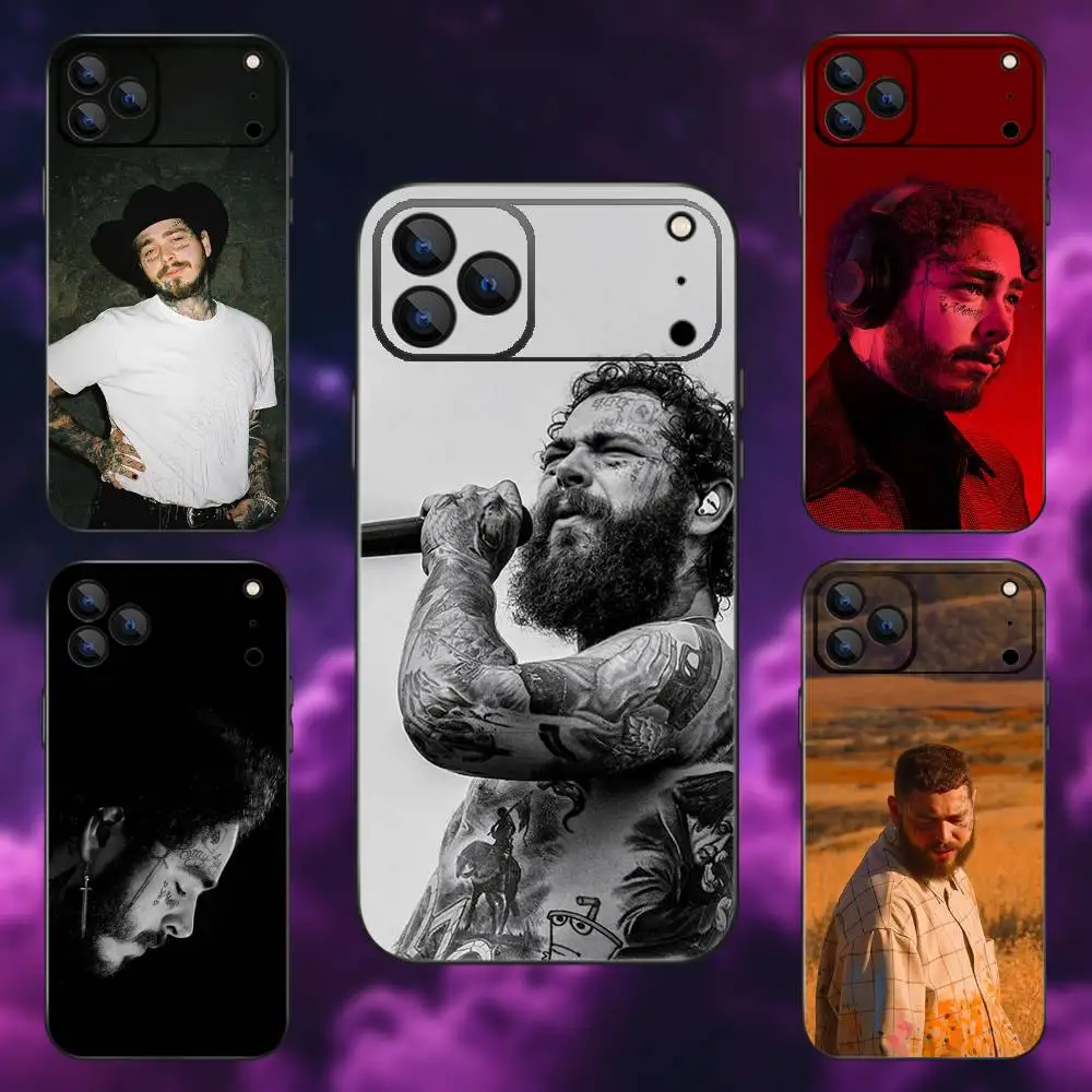 

Singer P-Post M-Malone Phone Case For iPhone 17,16,15,14,13,12,11,Pro,Max,Plus,E,Air,Mini Protective Black Cover